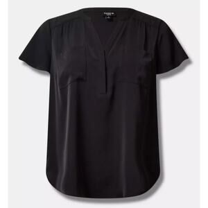 New Torrid Womens 3X Top Harper Crepe de Chine Flutter Short Sleeve